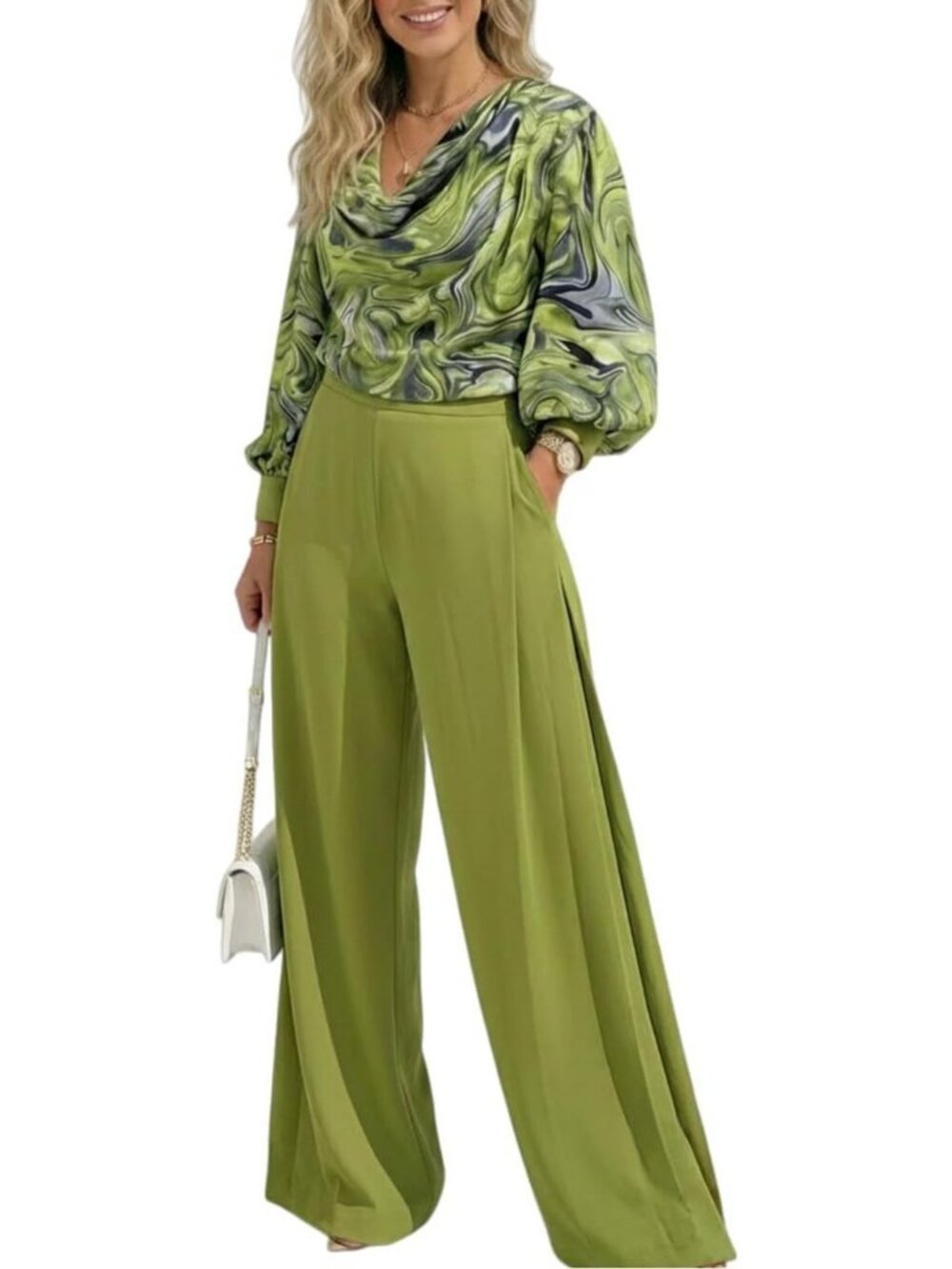Trendy Women's 2-Piece Abstract Print Outfit | Stylish Pants Set for Casual Wear